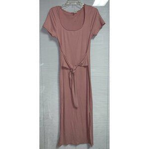 See You Monday Pink Rib Knit Front Tie Dress — XL